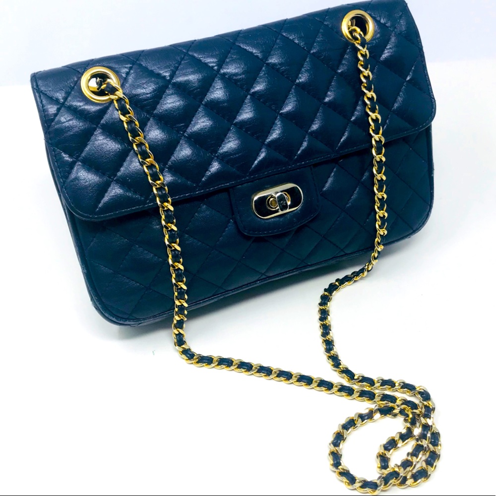 Koret vintage blue quilted genuine leather small